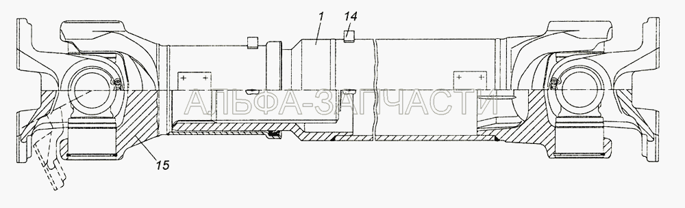 6520-2205011-11 Вал карданный среднего моста  